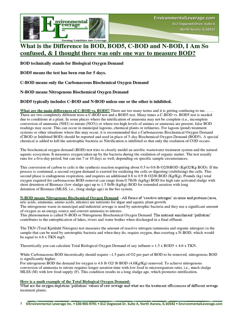 Understanding BOD, C-BOD, and N-BOD Differences | PDF | Science ...