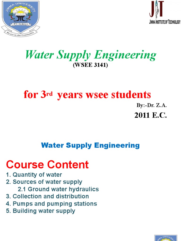 Water Supply Engineering Overview | PDF | Tap (Valve) | Pump