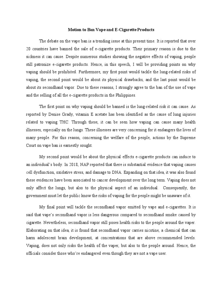 Motion to Ban E-Cigarettes in the Philippines | PDF | Electronic Cigarette  | Determinants Of Health