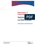 Technical Manual User's Guide: Watson-Glaser II Critical Thinking Appraisal