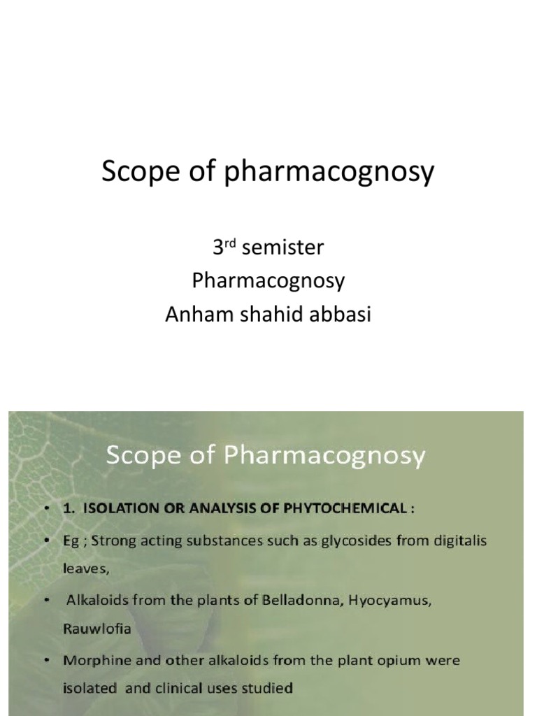 Scope of Pharmacognosy PDF