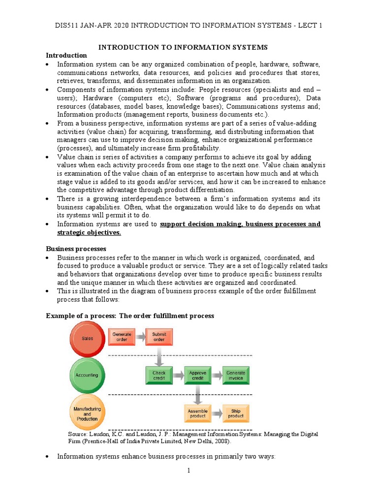Introduction to Information Systems | PDF | Information System ...