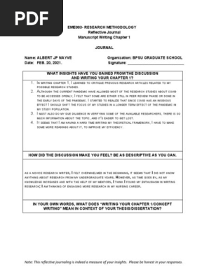 EME 003 Research Methodology Reflective Journal Chapter 1
