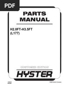 Hyster l177 (h2.0ft-h3.5ft) Forklift Parts Catalog Manual