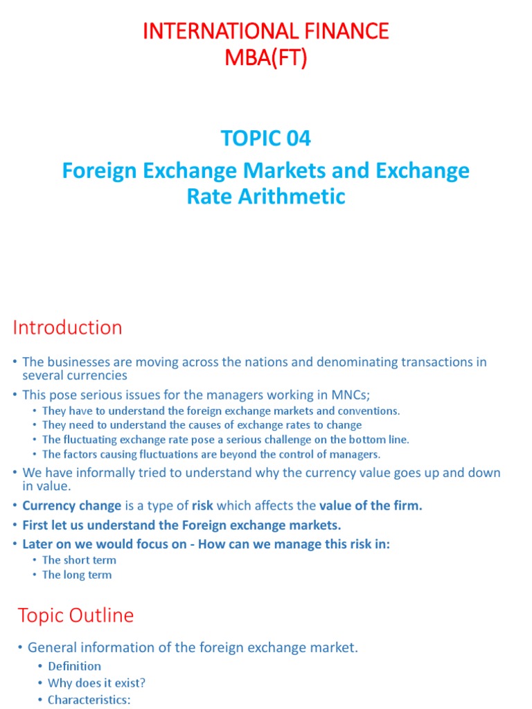 Topic 04 Foreign Exchange Markets | PDF | Foreign Exchange Market ...