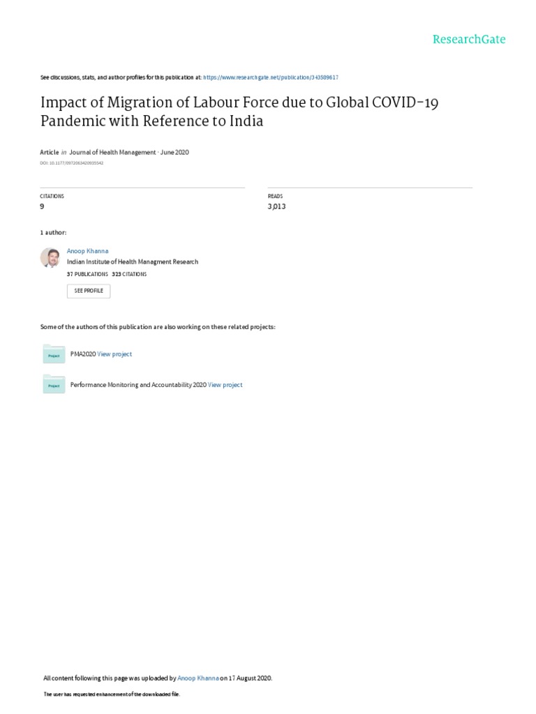 Impact of Migration of Labourforce | PDF | Recession | Migrant Worker