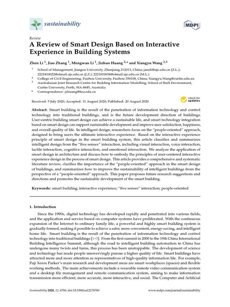 A Review of Smart Design Based On Interactive Experience in Building ...