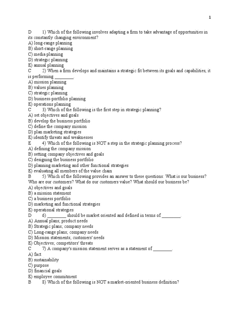 Mkt101 Chapter 2 Quizlet PDF Swot Analysis Marketing