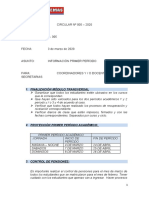 CIRCULAR Nº 005 – 2020 INFORMACIÓN PRIMR PERÍODO  ACADÉMICO
