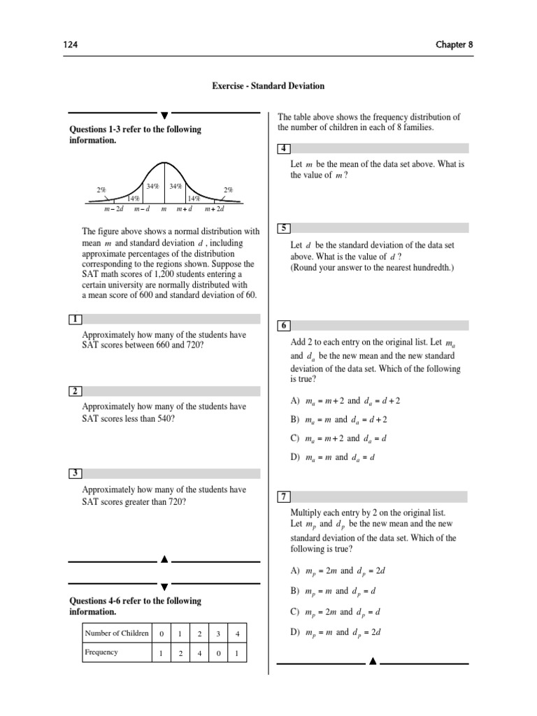 Standard Deviation Quiz 2 PDF Sat Standard Deviation