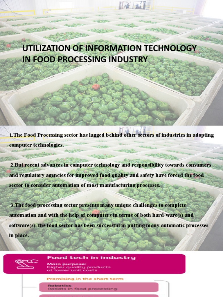 Utilization of It in Food Processing PDF Automation Food Industry