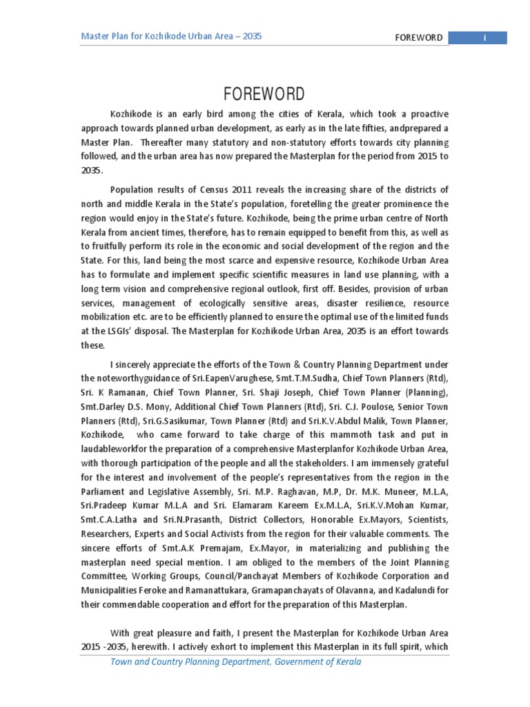 Master Plan Kozhikode Corp Report 0 | PDF | Transport | Infrastructure