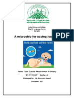 A Microchip For Saving Lost Pets: Jubail Industrial College English Language Center ELC 205