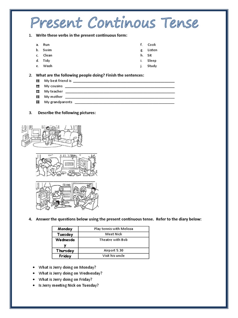 Write These Verbs in The Present Continuous Form | PDF