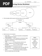 Ecology Review Worksheet: Biotic Abiotic