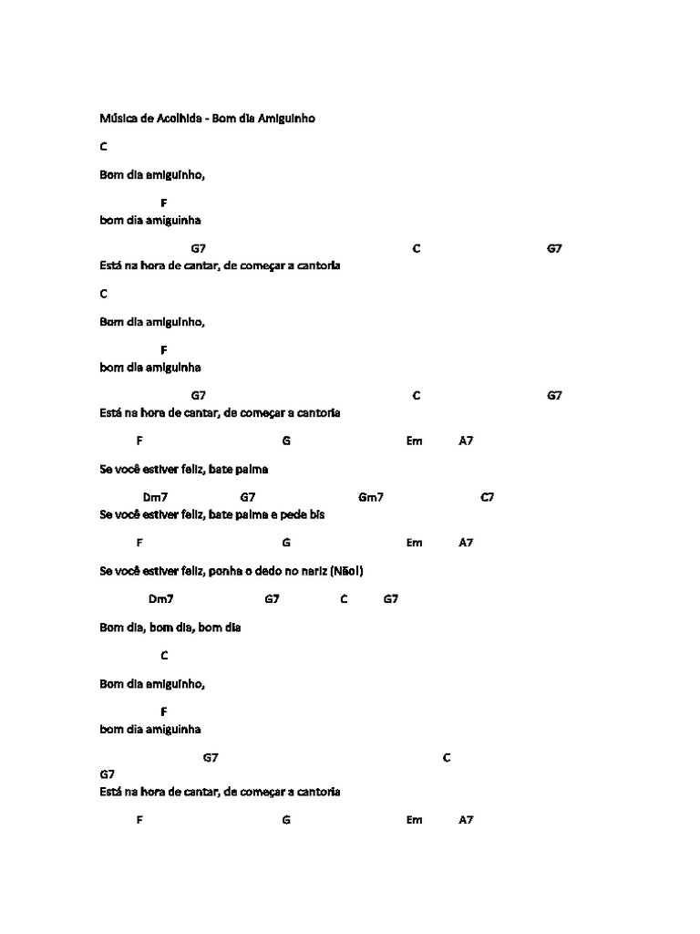 Canções de Acolhida e Despedida - Letras e Cifras | PDF | Música gravada |  Músicas
