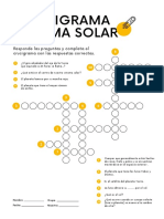 Crucigrama Del Sistema Solar Bi-Color Amarillo Hoja de Trabajo para Imprimir