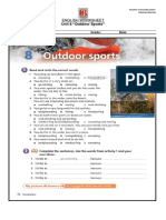 Unit 8 "Outdoor Sports": English Worksheet
