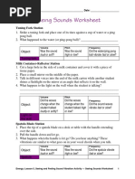 Seeing Sounds Worksheet: Tuning Fork Station