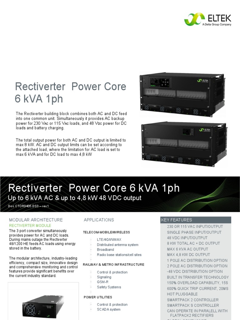 Eltek Rectiverter Power Core 6 kVA | PDF | Alternating Current ...