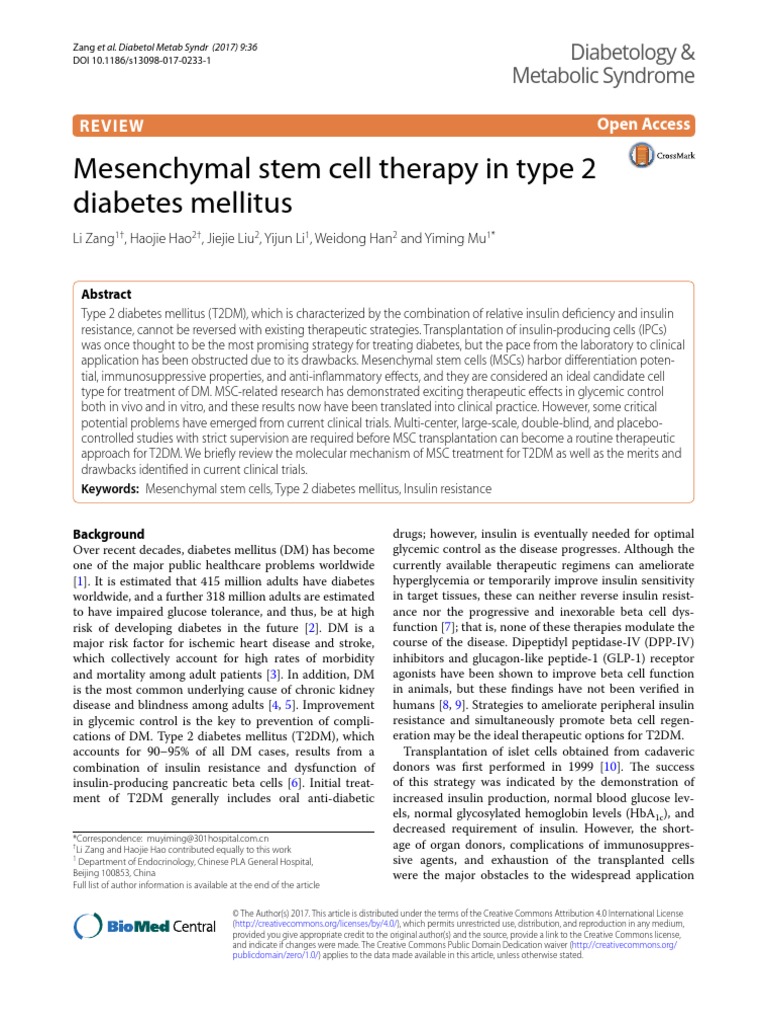 MSC Therapy for Type 2 Diabetes | PDF | Mesenchymal Stem Cell | Insulin