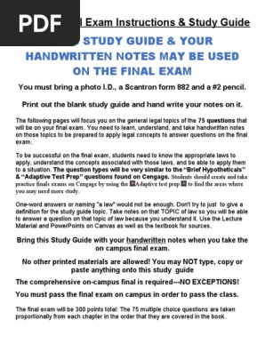 Bus 240 Final Exam Study Guide Version 19