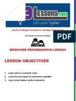 Beginner Programming Lesson: Good Coding Practices: Using Comments