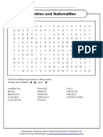 Word Search - Countries and Nationalities