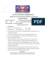 Pentecost University: Faculty of Business Administration Final Question Paper
