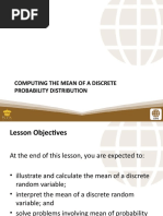 Unit I Lesson 3 Computing The Mean of A Discrete Probability Distribution