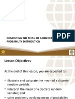 Unit I Lesson 3 Computing The Mean of A Discrete Probability Distribution