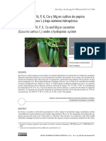 Absorción de N, P, K, Ca y Mg en cultivo de pepino