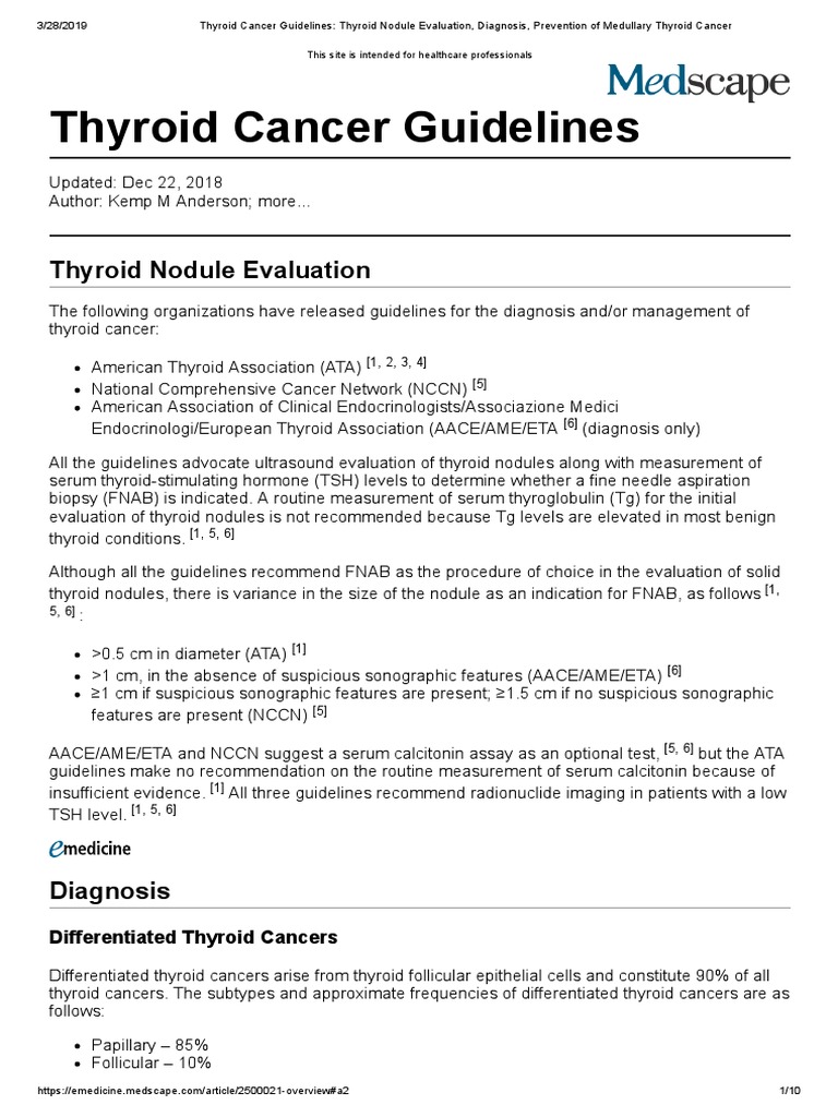 Thyroid Cancer Guidelines - Thyroid Nodule Evaluation, Diagnosis ...