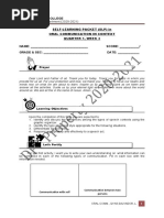 Basic Education Department (2020-2021) Self-Learning Packet (SLP) in Oral Communication in Context Quarter 1, Week 3