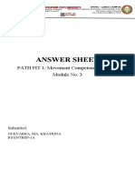Answer Sheet: PATH FIT 1: Movement Competency Training Module No. 3