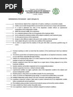 Experimental Psychology - Quiz 5 (Chapter 9) : Southern Luzon State University College of Arts and Sciences