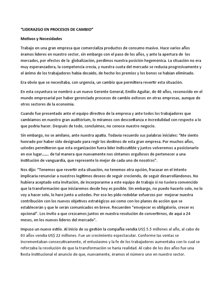 Liderazgo en Cambio Organizacional | PDF | Empresas | Cliente