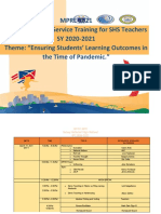 MPRE 2021 School-Based In-Service Training For SHS Teachers SY 2020-2021 Theme: "Ensuring Students' Learning Outcomes in The Time of Pandemic."