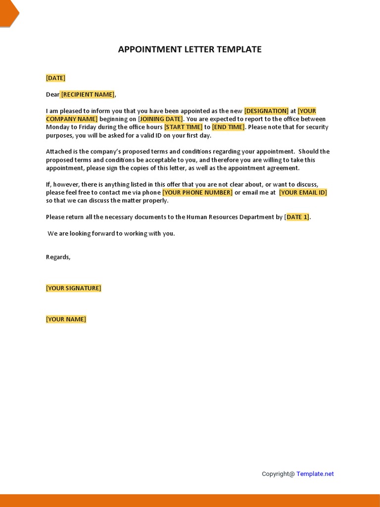 Appointment Letter Template | PDF