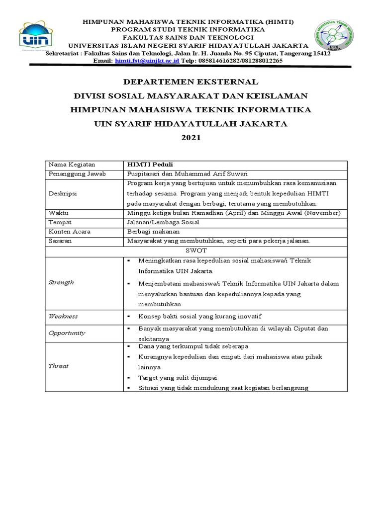 Proker Departemen Eksternal HIMTI | PDF | Komputer