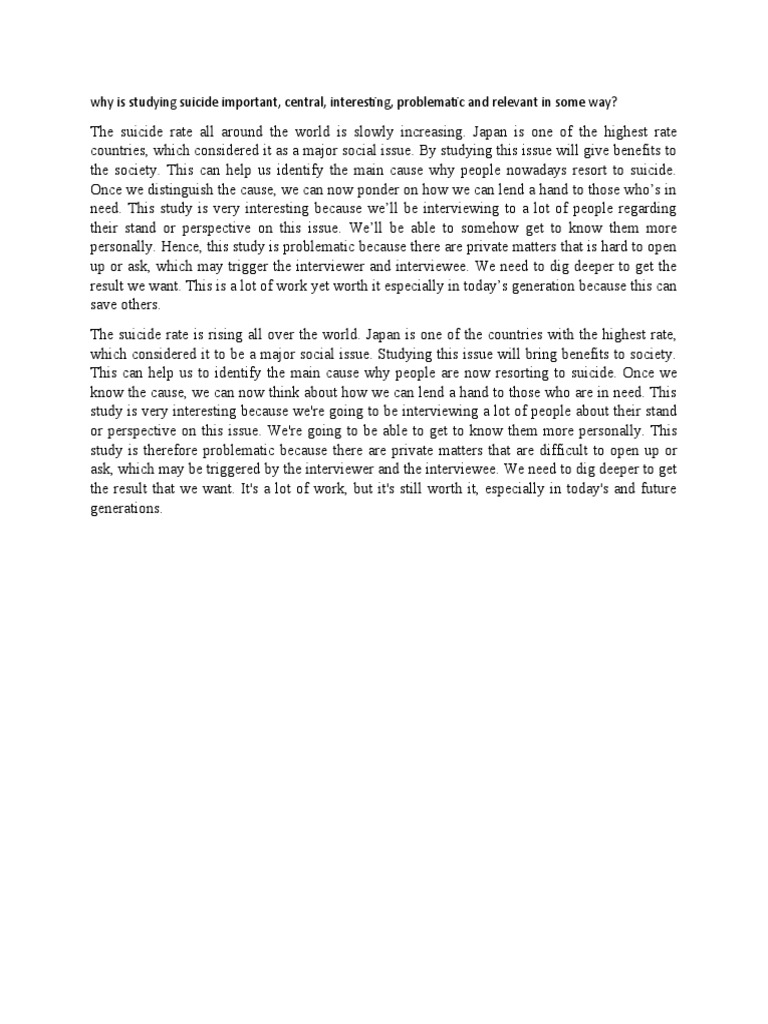 Why Is Studying Suicide Important Pdf