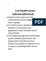 Need of Health Sector Indicators (Reviesd)