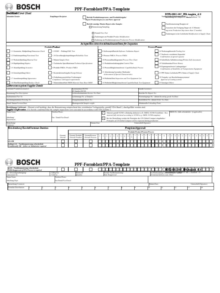 Production Part Approval Template - en | PDF