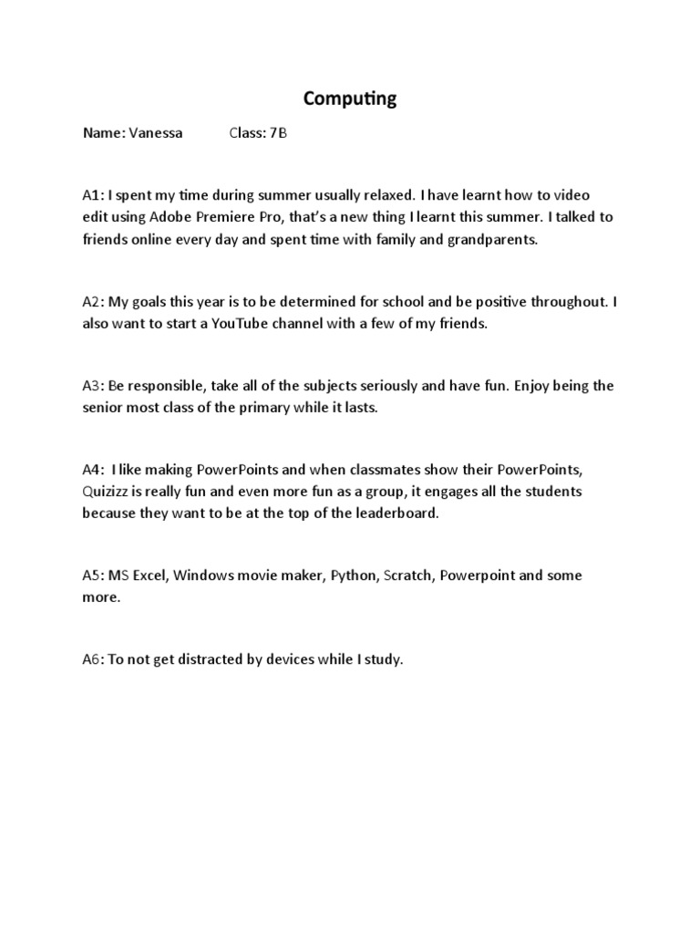 Computer Class Doc 1 | PDF