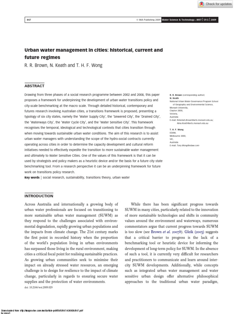Urban Water Management Framework | PDF | Sanitary Sewer | Sustainability