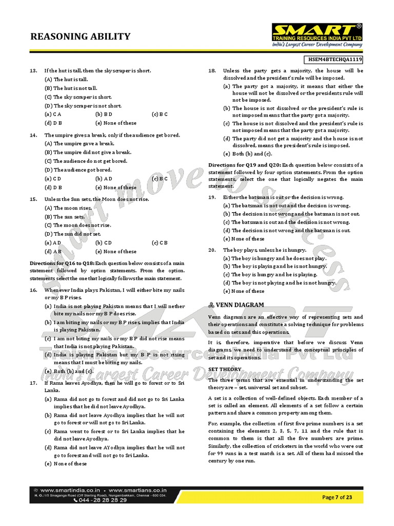 Logical Reasoning for Exam Prep | PDF | Set (Mathematics) | Teaching ...