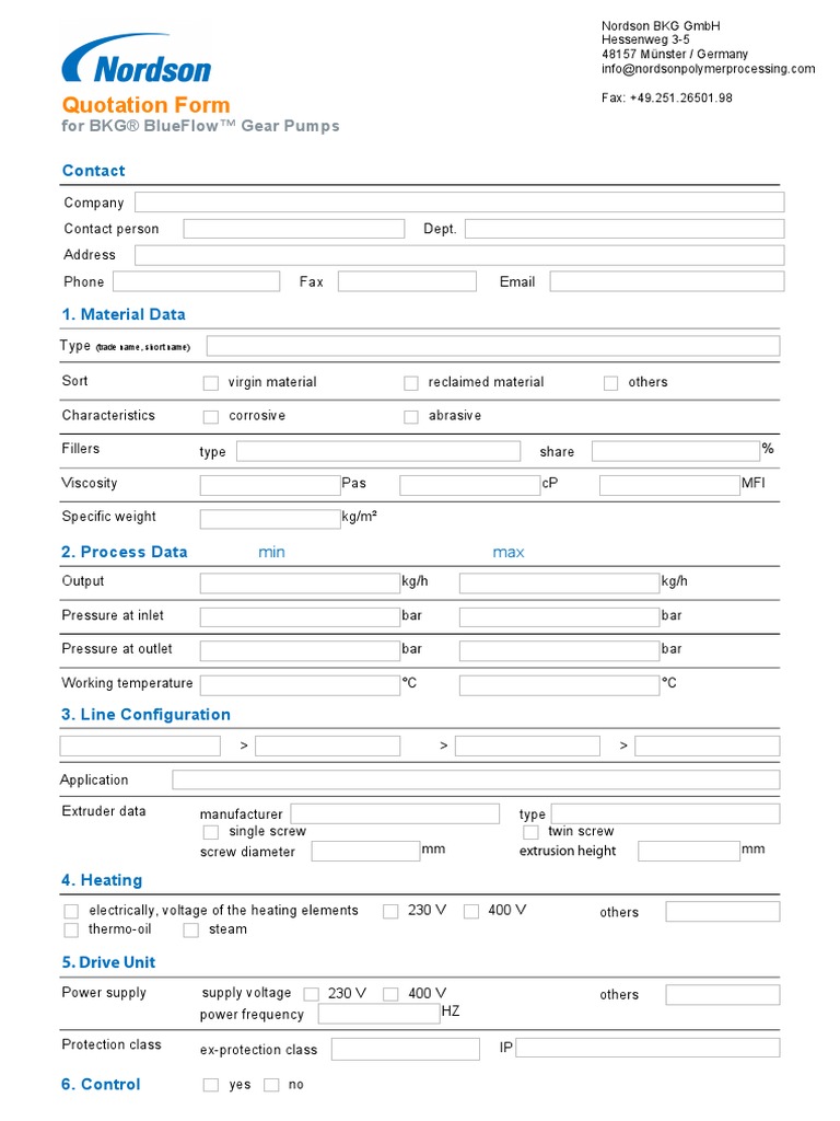 Gear Pumps Questionnaire Nordson KR PDF Extrusion