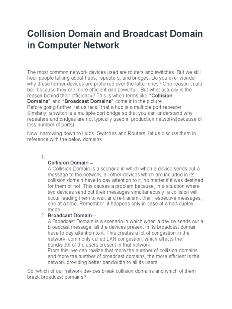 Collision Domain And Broadcast Domain In Computer Network – QIVH