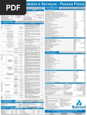Tarifas de Produtos e Servios - Pessoa Fsica - Banrisul