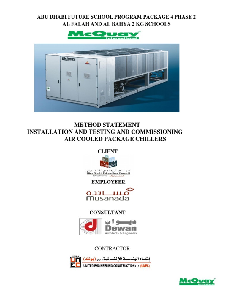 Chiller Installation Method Statement | PDF | Pipe (Fluid Conveyance ...